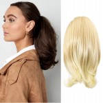 Extensie de par coada tip Mesa usor ondulata cu elastic de 32 cm Blond Deschis Ombre 39276